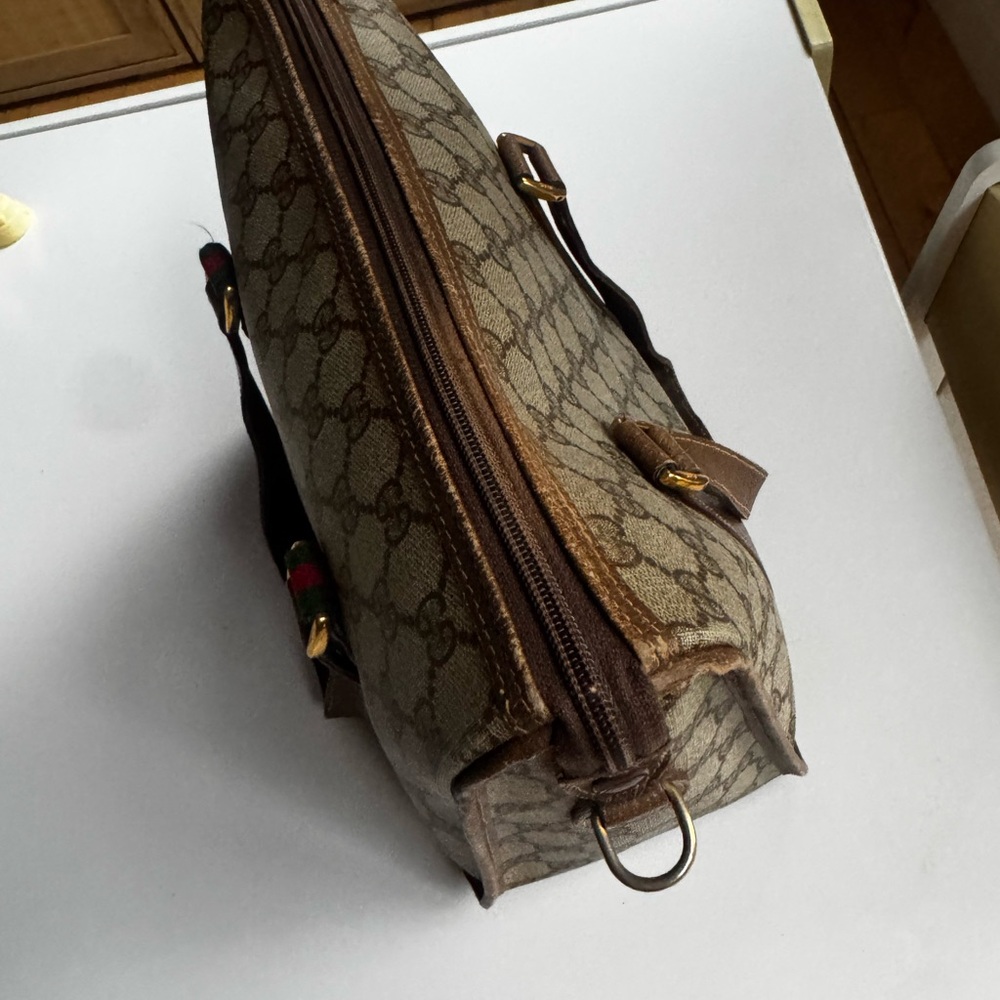 Authentic GUCCI Sherry Line GG Monogram Bag Beige and Brown Monogram Bag - Picture 10 of 15